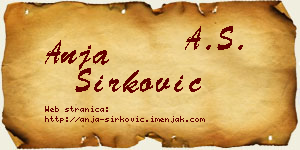 Anja Sirković vizit kartica